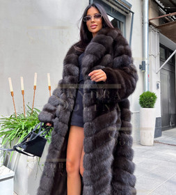 Шуба из куницы в цвете соболь